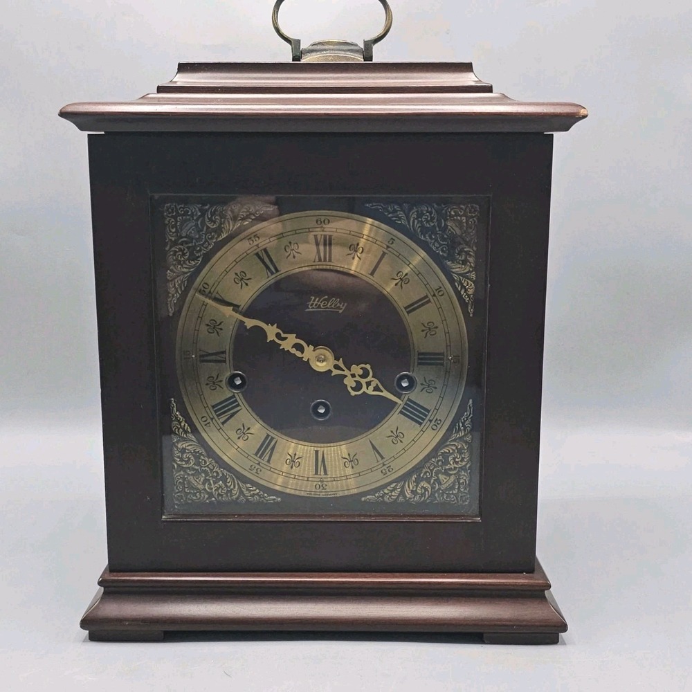 Vtg Welby Elgin West Germany Quarter Hour Chime Bracket Clock 8-Day Parts/Repair